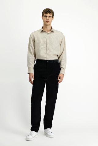  Siyah Relaxed Fit Rahat Kesim Likralı Kadife Pantolon