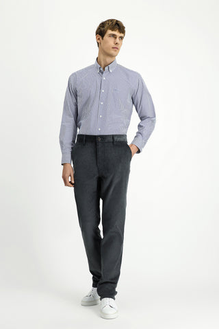  Koyu Füme Relaxed Fit Rahat Kesim Likralı Kadife Pantolon