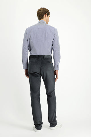  Koyu Füme Relaxed Fit Rahat Kesim Likralı Kadife Pantolon