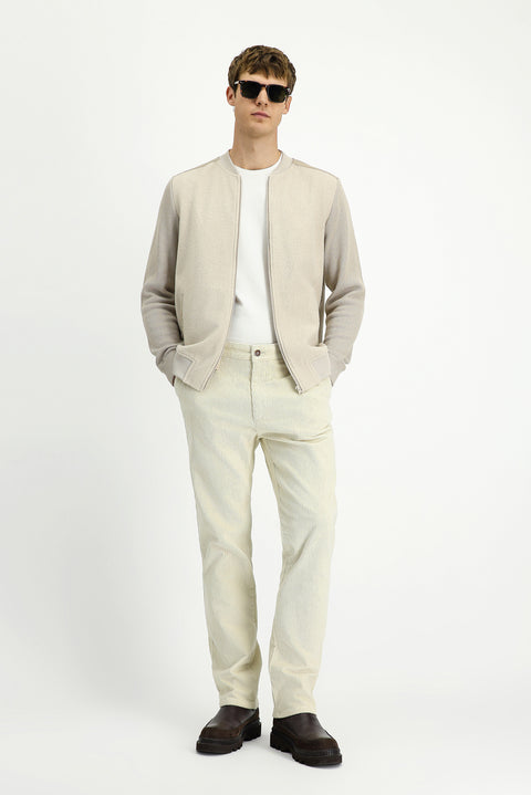 Ekru 4 Drop Relaxed Fit Rahat Kesim Likralı Kadife Pantolon