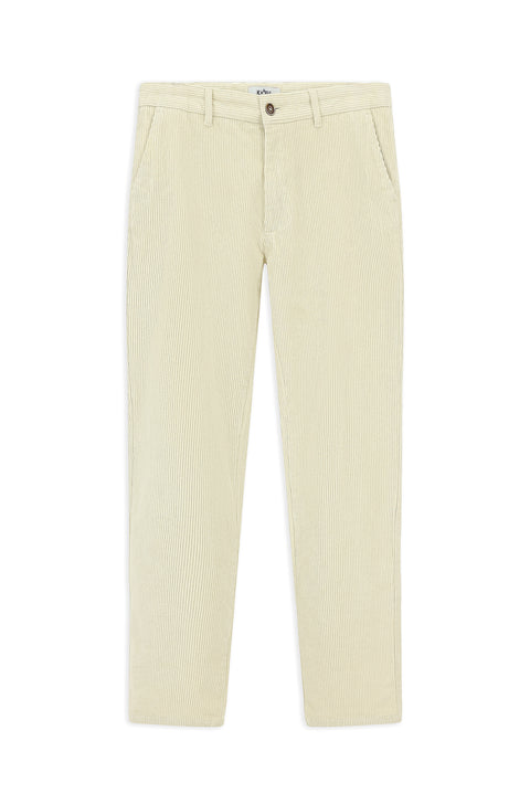 Ecru Relaxed Fit Stretch Velvet Trousers