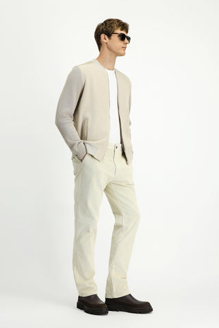  Ekru Relaxed Fit Rahat Kesim Likralı Kadife Pantolon