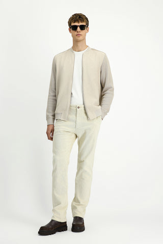  Ekru Relaxed Fit Rahat Kesim Likralı Kadife Pantolon