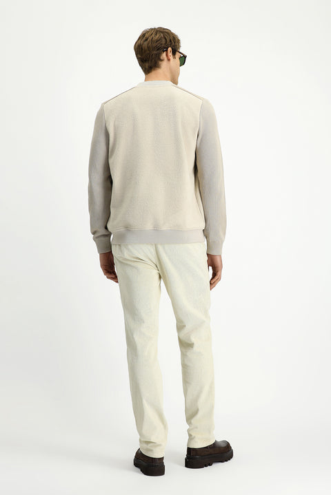 Ecru Relaxed Fit Stretch Velvet Trousers