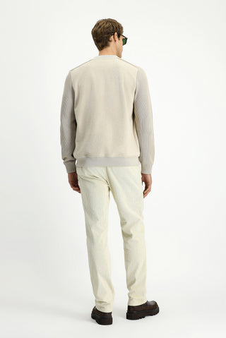  Ekru Relaxed Fit Rahat Kesim Likralı Kadife Pantolon