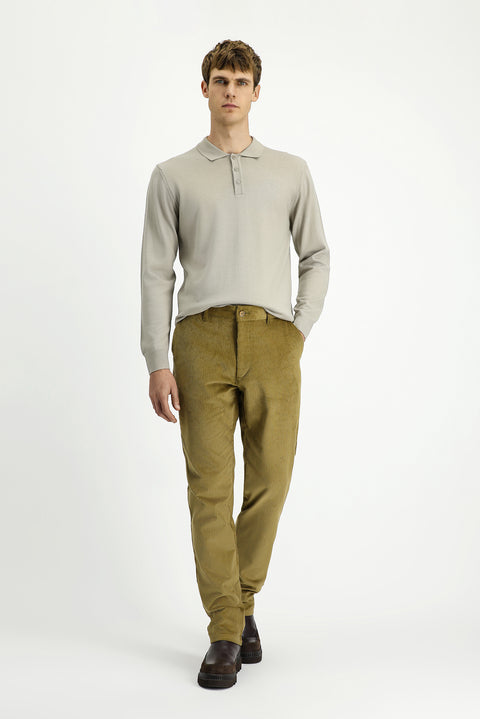 Açık Haki 4 Drop Relaxed Fit Rahat Kesim Likralı Kadife Pantolon