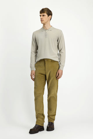  Açık Haki Relaxed Fit Rahat Kesim Likralı Kadife Pantolon