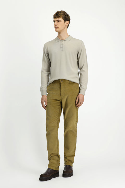 Açık Haki 4 Drop Relaxed Fit Rahat Kesim Likralı Kadife Pantolon