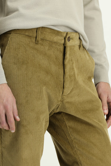 Açık Haki Relaxed Fit Rahat Kesim Likralı Kadife Pantolon