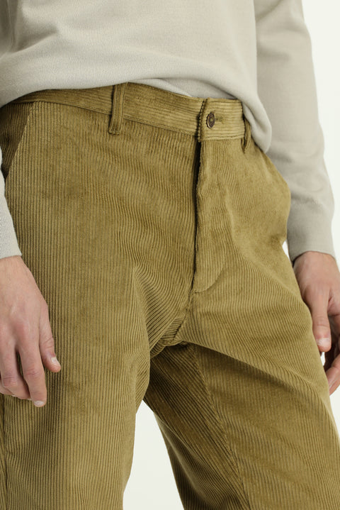 Açık Haki 4 Drop Relaxed Fit Rahat Kesim Likralı Kadife Pantolon