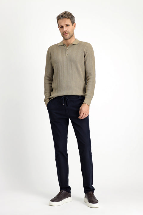 Koyu Lacivert 6 Drop Regular Fit Standart Kesim Likralı Beli Lastikli İpli Jogger Pantolon