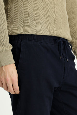  Koyu Lacivert Regular Fit Likralı Beli Lastikli İpli Pantolon