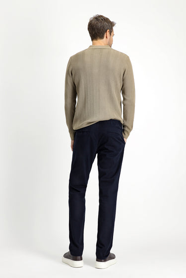 Koyu Lacivert Slim Fit Dar Kesim Likralı Beli Lastikli İpli Pantolon
