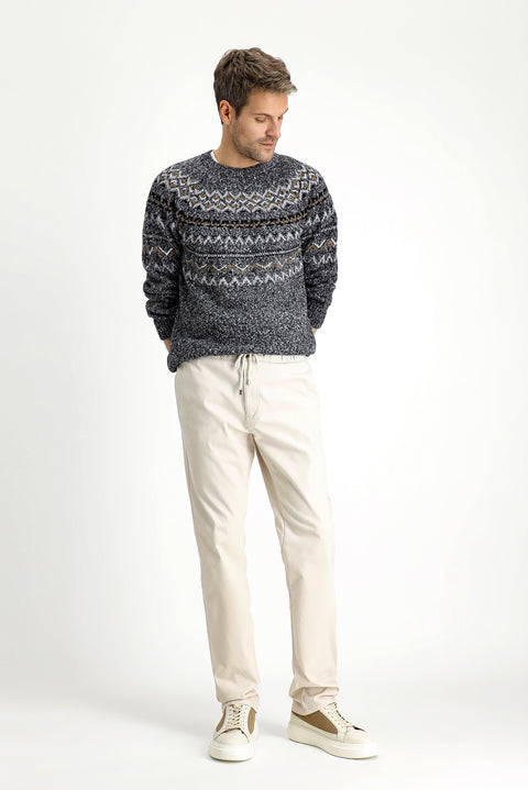 Krem 6 Drop Regular Fit Standart Kesim Likralı Beli Lastikli İpli Jogger Pantolon