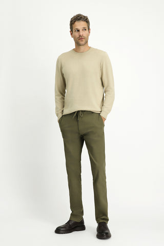  Asker Haki Regular Fit Likralı Beli Lastikli İpli Pantolon