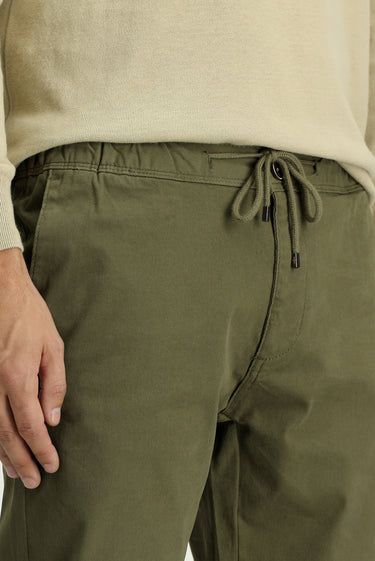  Asker Haki Regular Fit Likralı Beli Lastikli İpli Pantolon