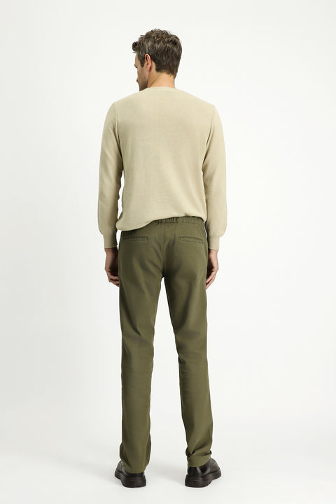 Military Khaki Slim Fit Stretch Drawstring Waist Jogger Pants
