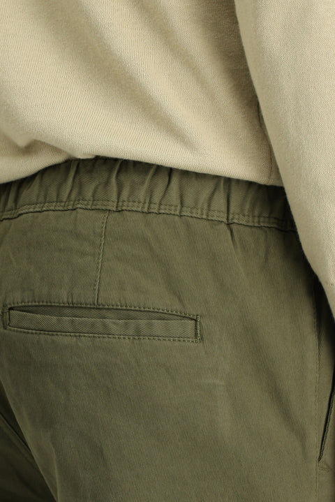 Asker Haki 6 Drop Regular Fit Standart Kesim Likralı Beli Lastikli İpli Jogger Pantolon