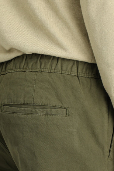 Asker Haki 7 Drop Slim Fit Dar Kesim Likralı Beli Lastikli İpli Jogger Pantolon