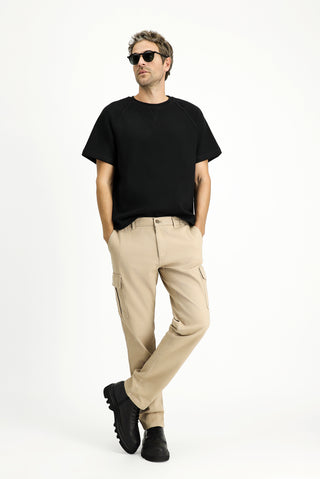  Açık Bej Regular Fit Likralı Beli Lastikli Kargo Pantolon