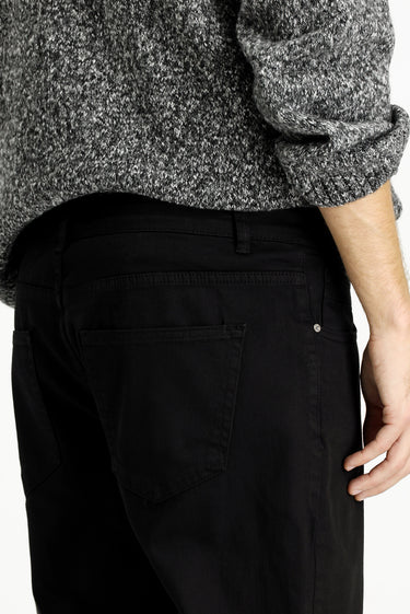 Siyah Relaxed Fit Rahat Kesim Likralı Kanvas / Chino Pantolon