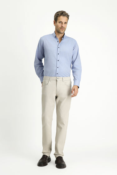 Açık Gri Regular Fit Likralı Kanvas / Chino Pantolon