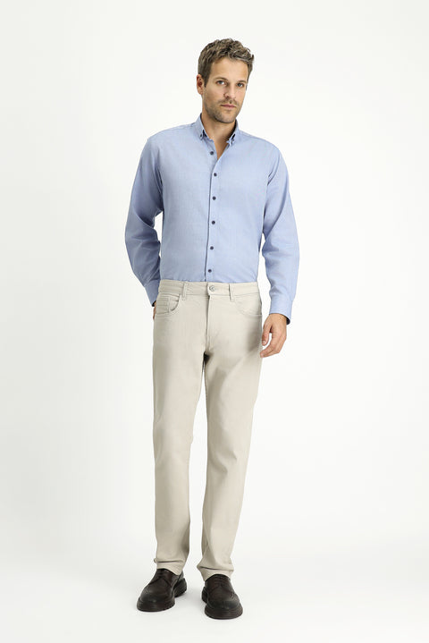 Açık Gri Slim Fit Dar Kesim Likralı Kanvas / Chino Pantolon