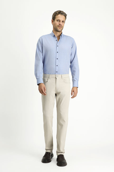 Açık Gri Slim Fit Dar Kesim Likralı Kanvas / Chino Pantolon