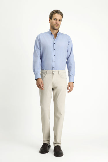 Açık Gri Slim Fit Dar Kesim Likralı Kanvas / Chino Pantolon