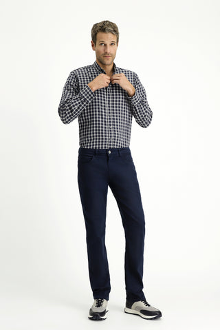  Koyu Lacivert Relaxed Fit Rahat Kesim Likralı Kanvas / Chino Pantolon