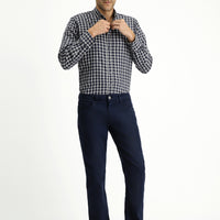 Koyu Lacivert Regular Fit Likralı Kanvas / Chino Pantolon