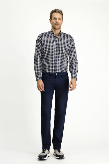  Koyu Lacivert Slim Fit Dar Kesim Likralı Kanvas / Chino Pantolon