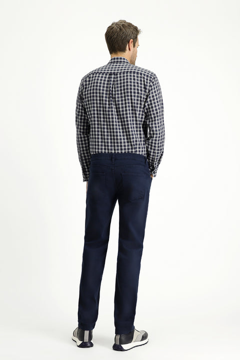 Koyu Lacivert Slim Fit Dar Kesim Likralı Kanvas / Chino Pantolon