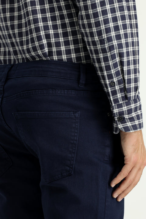 Koyu Lacivert 4 Drop Relaxed Fit Rahat Kesim Likralı Kanvas / Chino Pantolon