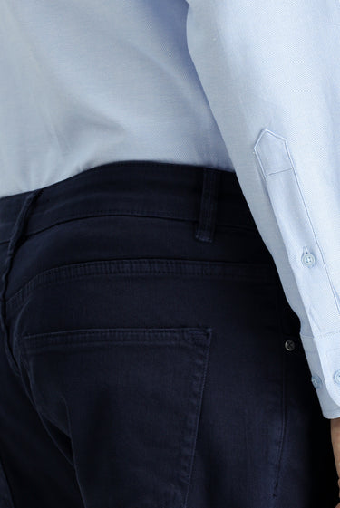 Koyu Lacivert Slim Fit Dar Kesim Likralı Kanvas / Chino Pantolon