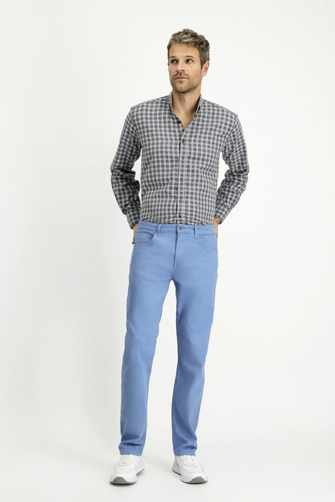 Blue Relaxed Fit Stretch Canvas / Chino Trousers