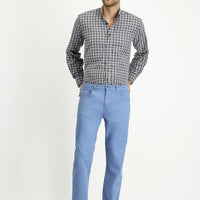 Blue Regular Fit Standard Cut Lycra Canvas / Chino Trousers