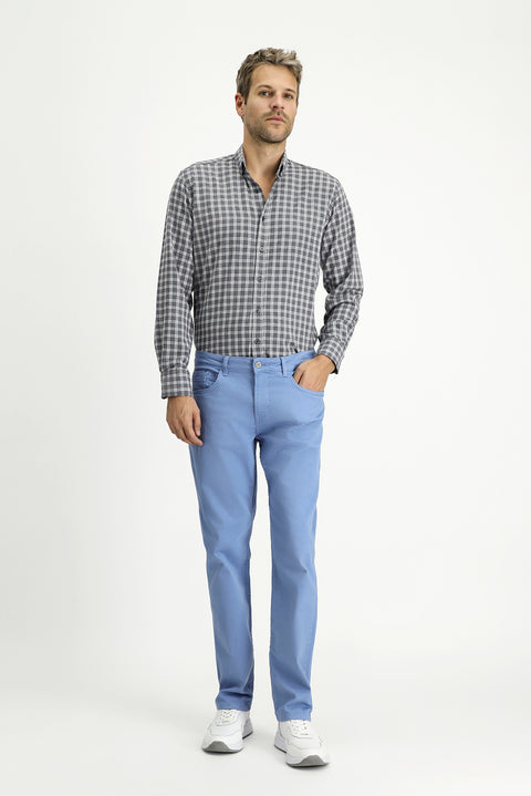 Blue Regular Fit Standard Cut Lycra Canvas / Chino Trousers