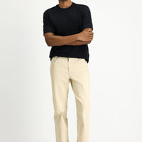 Ekru Slim Fit Dar Kesim Likralı Kanvas / Chino Pantolon