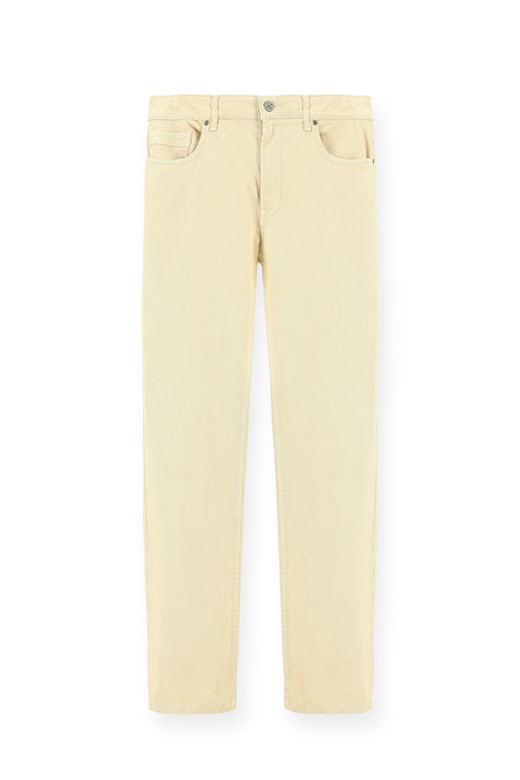 Ekru Slim Fit Dar Kesim Likralı Kanvas / Chino Pantolon
