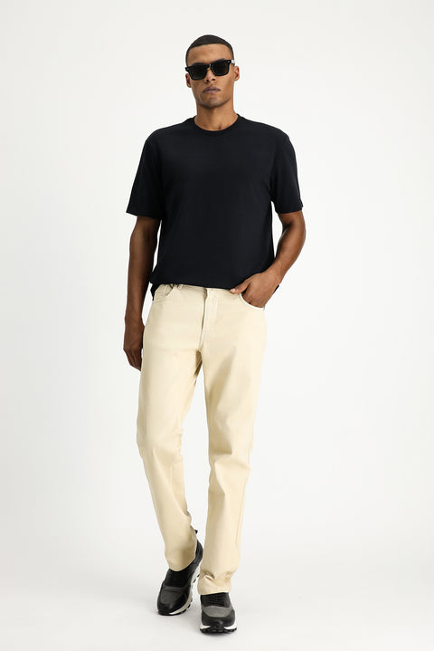 Ekru Slim Fit Dar Kesim Likralı Kanvas / Chino Pantolon