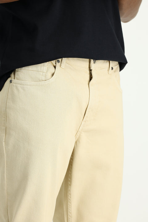 Ekru Relaxed Fit Rahat Kesim Likralı Kanvas / Chino Pantolon