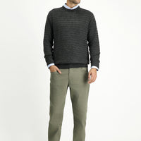 Orta Haki Regular Fit Likralı Kanvas / Chino Pantolon