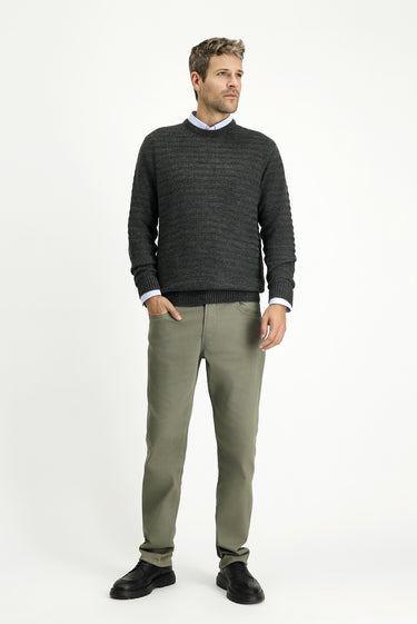 Orta Haki Regular Fit Likralı Kanvas / Chino Pantolon