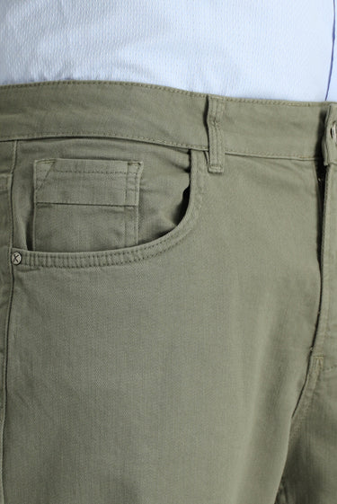 Orta Haki Regular Fit Likralı Kanvas / Chino Pantolon