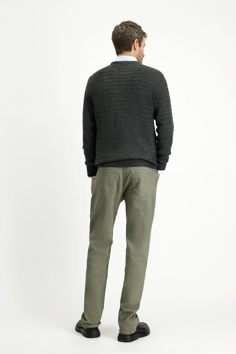 Orta Haki Slim Fit Dar Kesim Likralı Kanvas / Chino Pantolon