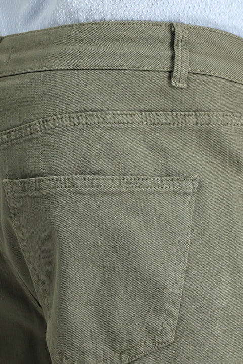 Orta Haki Regular Fit Standart Kesim Likralı Kanvas / Chino Pantolon