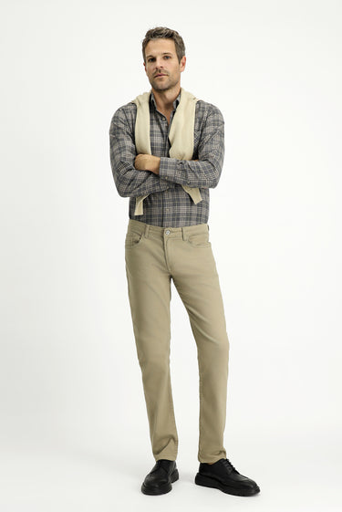 Açık Vizon Regular Fit Likralı Kanvas / Chino Pantolon