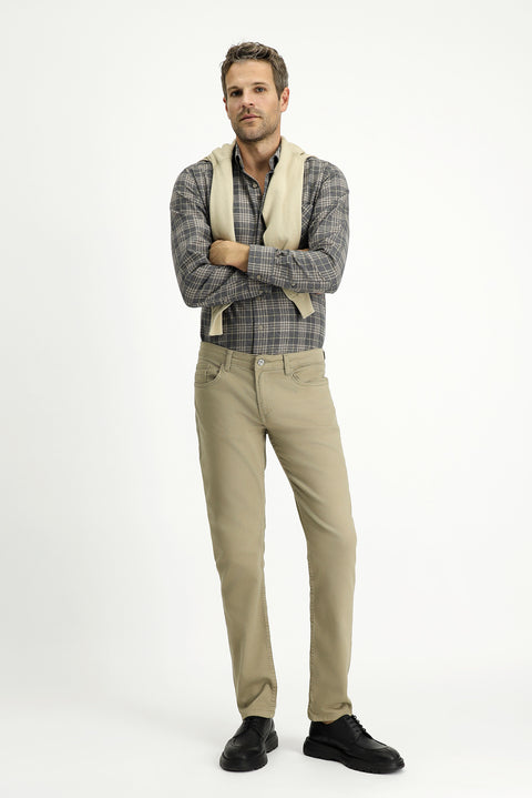 Açık Vizon 6 Drop Regular Fit Standart Kesim Likralı Kanvas / Chino Pantolon