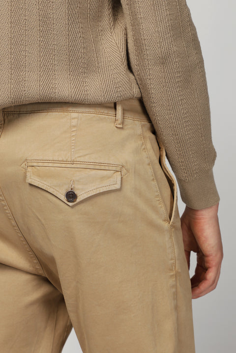 Orta Bej Regular Fit Standart Kesim Likralı Kanvas / Chino Pantolon